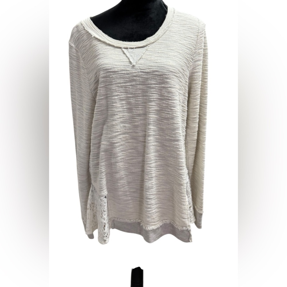 Cloth & Portrait Ivory Long Sleeve Lace Pullover Sweater Top Size Large​